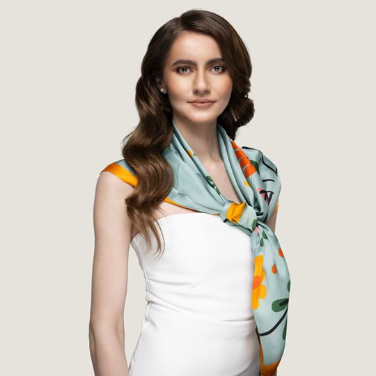 Floritale Blue Saffron Scarf