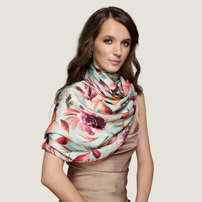 Nature Flair Tan & Sea Green Scarf